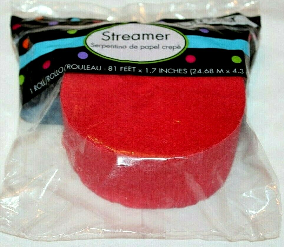Amscan Paper Crepe Apple Red Streamer – 81 ft – 1 Roll
