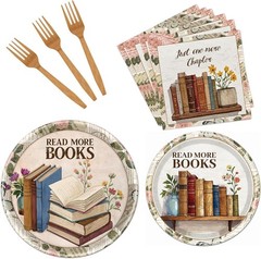 Stylish Book-Themed Tableware for Birthday & Club Parties – 96 Count