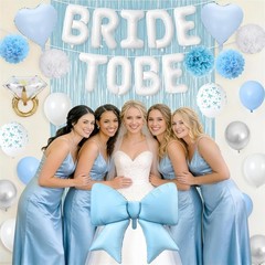 Blue Bachelorette Party Decorations, White Bride To Be Bridal Shower Decorati…