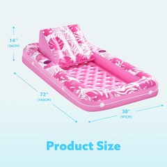 SLOOSH Inflatable Pool Floats with Cooling Water Hole,72″ x 38″ Daybed Pool Loun