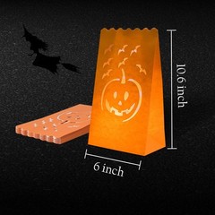 24 Pack Halloween Luminary Bags MoistureProof Orange Tea Light Candle
