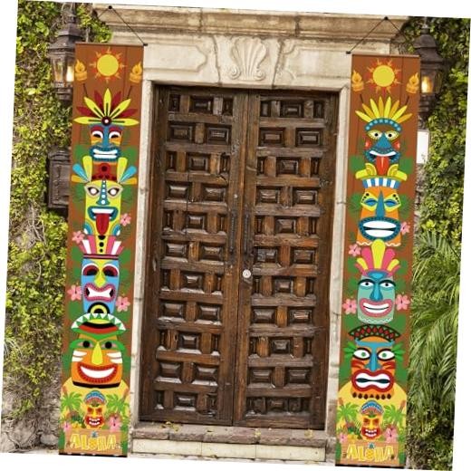 Luau Party Decorations – Hawaiian Porch Banner Backdrop Yard Multicolor yellow