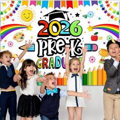 Preschool Graduation Backdrop Pre Kindergarten Congrats Grad Party Decoration 20