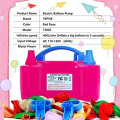 Electric Balloon Pump, Portable 2 Modes Balloon Blower Machine with 14 Balloo…