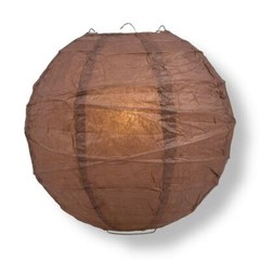 Quasimoon 16″ Brown Round Paper Lantern, Crisscross Ribbing, Hanging Decorati…