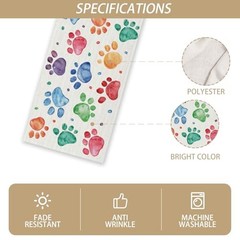 Watercolor Colorful Paw Prints Table Runner Happy Birthday Multi Color