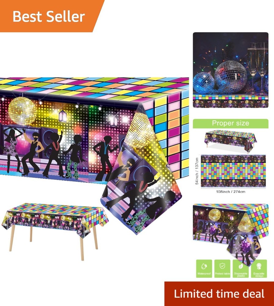 70s Disco Party Tablecloth Set 3 Large Plastic Rectangular Decor