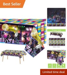 70s Disco Party Tablecloth Set 3 Large Plastic Rectangular Decor