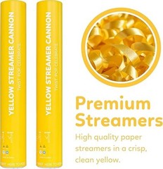 2 Pack Streamer Confetti Poppers, 12» Biodegradable Yellow Cannon, Pride Party