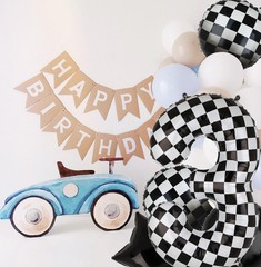 40 Inch Checkered Number Balloon 3 Black and White Race Car Birthday Balloons…