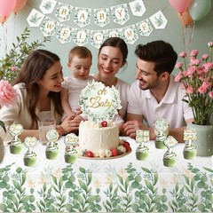 Sage Green 172pcs Gender Neutral Baby Shower Decorations – Boho Party Supplies,