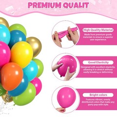 60PCS Tropical Balloons, Hawaiian Balloons, Hot Pink Teal Blue Green Orange Y…