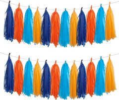 Navy Blue and Light Blue Tissue Paper Tassel(3 Colors),Paper Tassel Garland Bann