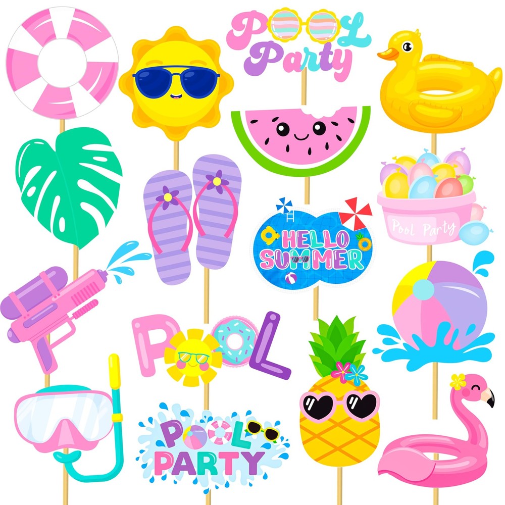 18 PCS Hello Summer Pool Party Centerpiece Sticks Beach Hawaii Luau Decor