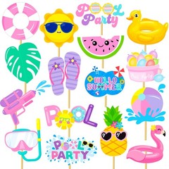18 PCS Hello Summer Pool Party Centerpiece Sticks Beach Hawaii Luau Decor