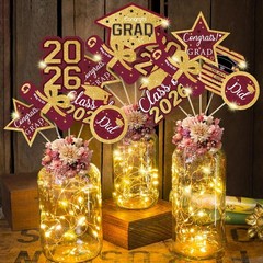 2026 Graduation Table Centerpieces 30Pcs Black Gold Party Decorations with Light