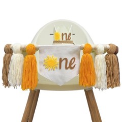 Boho Sunshine One High Chair Banner with Birthday Cone Hat for Sunshine First…