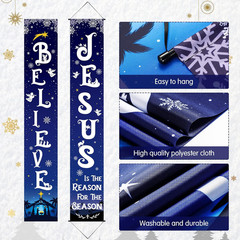 Christmas Front Porch Banners Winter Religious Nativity Scene Sign Holiday Hangi