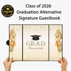DARUNAXY Black Gold Graduation Party Decorations, 2PCS Class of 2026 Congratulat