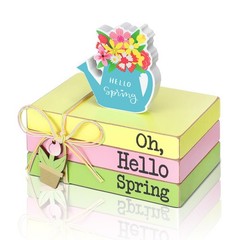 4 Pieces Hello Spring Centerpieces Spring Table Decor Tiered Tray Mini Wood B…