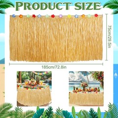 Luau Party Decorations, Grass Table Skirt for Tropical 2PCS Straw Yellow