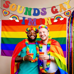 Pride Decorations Banner Hanging Swirls Sounds Gay I‘M in Glitter Banner Love Is