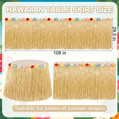 Luau Party Decorations, Natural Hawaiian Grass Table Skirt, Flower 108 X 29.5″ G