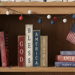 4 Pcs Patriotic Table Decorations Glod Bless American 4th of July Tiered Tray…