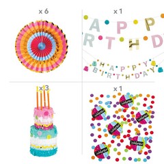 Happy Birthday Cake Desk Decorating Kit – 12 Pc.