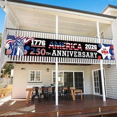 Vibrant 250th Anniversary Patriotic Banner 120″ x 20″ – Easy to Hang Anywhere