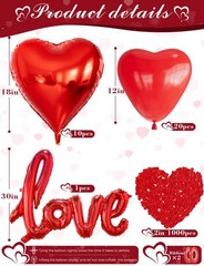 Anniversary Balloons Decorations,Happy Anniversary Banner,Red Heart Shaped Ba…