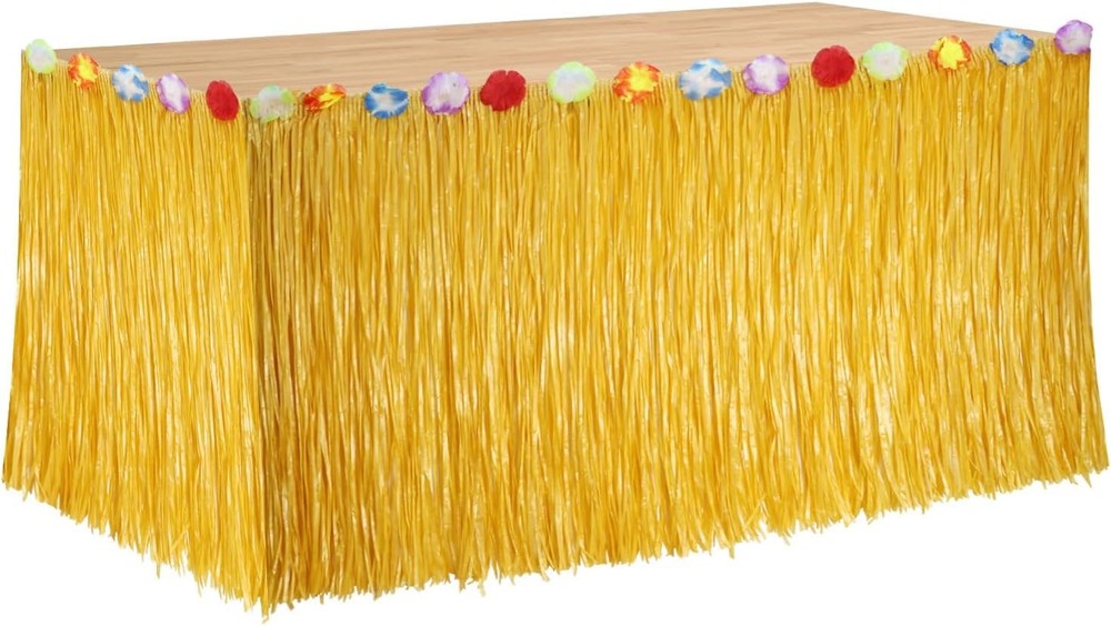1Pc Luau Grass Table Skirt, Hawaiian Party Decorations Hawaiian Table Skirt 30»
