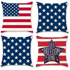Modern Patriotic Pillow Covers – Stars & Stripes Design