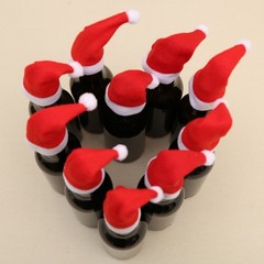 30pcs Mini Christmas Santa Claus Hats Wine Bottle Decor New Year Gift Kitchen