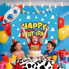 Cowboy and Space Birthday Decorations for Boys, Cartoon Theme Party Toy