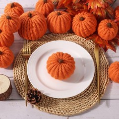12-Pack Fall Crochet Pumpkins Handmade Fall Decor Set with 2.36, 3.15, 4inch …