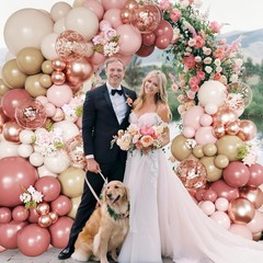 Blush Pink Nude Balloon Arch Kit, 148Pcs Dusty Pink Pastel Pink Brown White S…