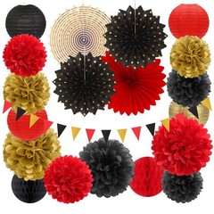 Red-Black Gold Casino Theme Party-Decorations – 20pcs Game Night Paper Lanter…