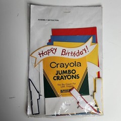 Paper Art Crayola NOS Party Table Centerpiece Happy Birthday Crayons Vintage