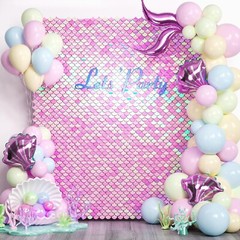COKAOBE 24 Pcs Iridescent Pink Rainbow Shimmer Wall Backdrop