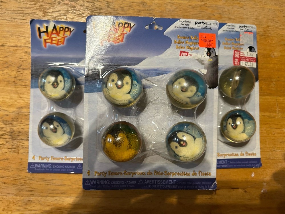Party Express Hallmark Happy Feet Bounce Balls 3 x 4 Pack New 12 Total 1” Plus