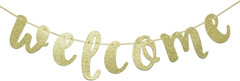 Welcome Gold Glitter Hanging Sign Banner – Reusable Decorations for First Day of