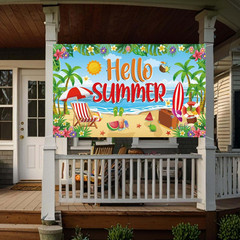 Summer Banner Summer Party Decoations 71X43 Inch Large Summer Beach Backdrop Ban