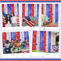 Customizable 2-Pack Foil Curtain Streamer Backdrops for Patriotic Celebrations