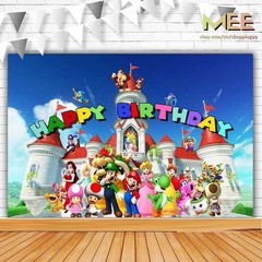 Super Mario castle Backdrop Birthday Party Banner Photo Background Decorations