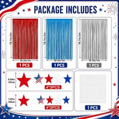 4th of July Patriotic Decor, 250th Anniversary Red White Blue Cutouts & Streamer