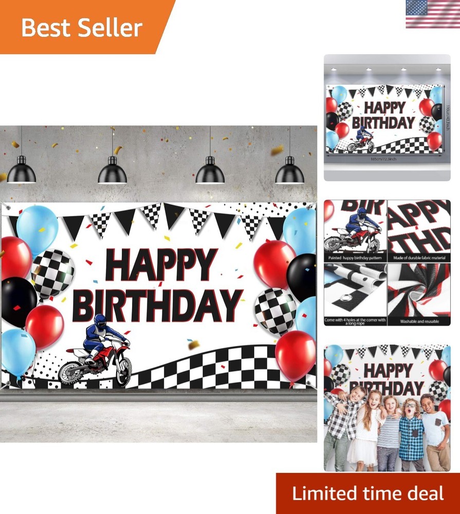 Lightweight Dirt Bike Party Backdrop – 72.8×43.3 Inch Celebration Essential