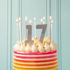 Talking Tables 16 x Long Tall 4″ White and Silver Birthday 4 inch,