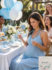Beistle 50569-LB 6-Pack Light Blue Baby Shower Beads, 33-Inch