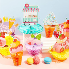 12 Pieces Ice Cream Party Decorations Ice Cream Centerpiece Honeycomb Sundae Top
